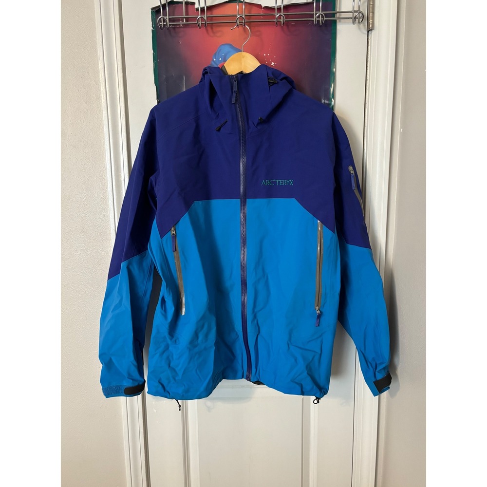 Arcteryx Mens Blue Purple Two Tone Hooded Hardshell Waterproof Jacket XL